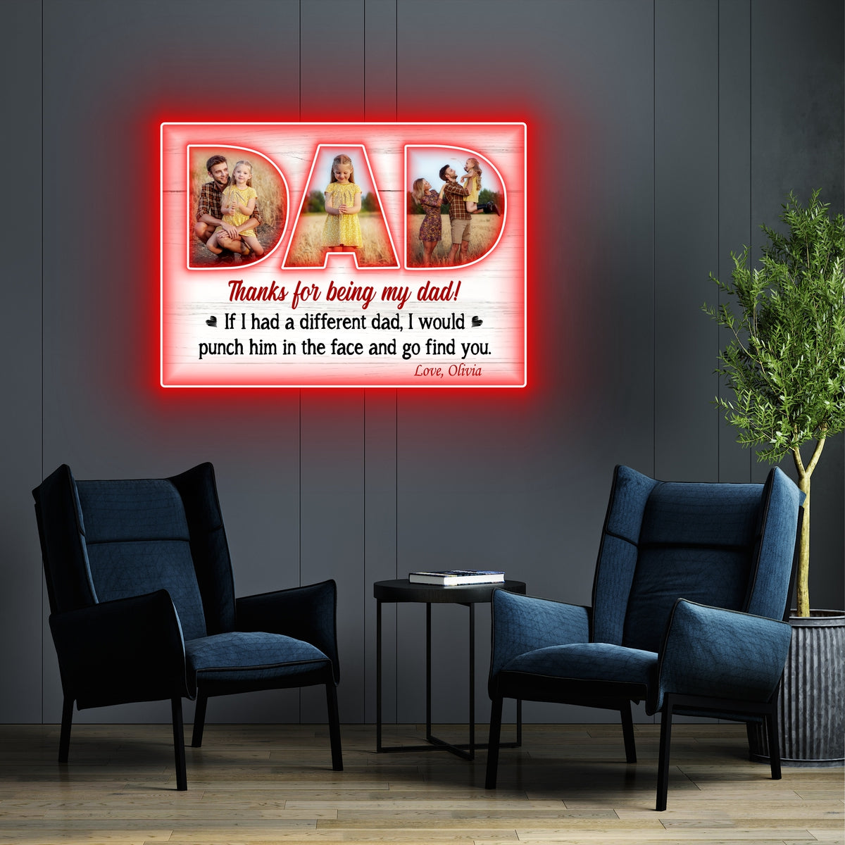 Thanks For Being My Dad Gift From Children Personalized Led Neon Signs Acrylic Artwork