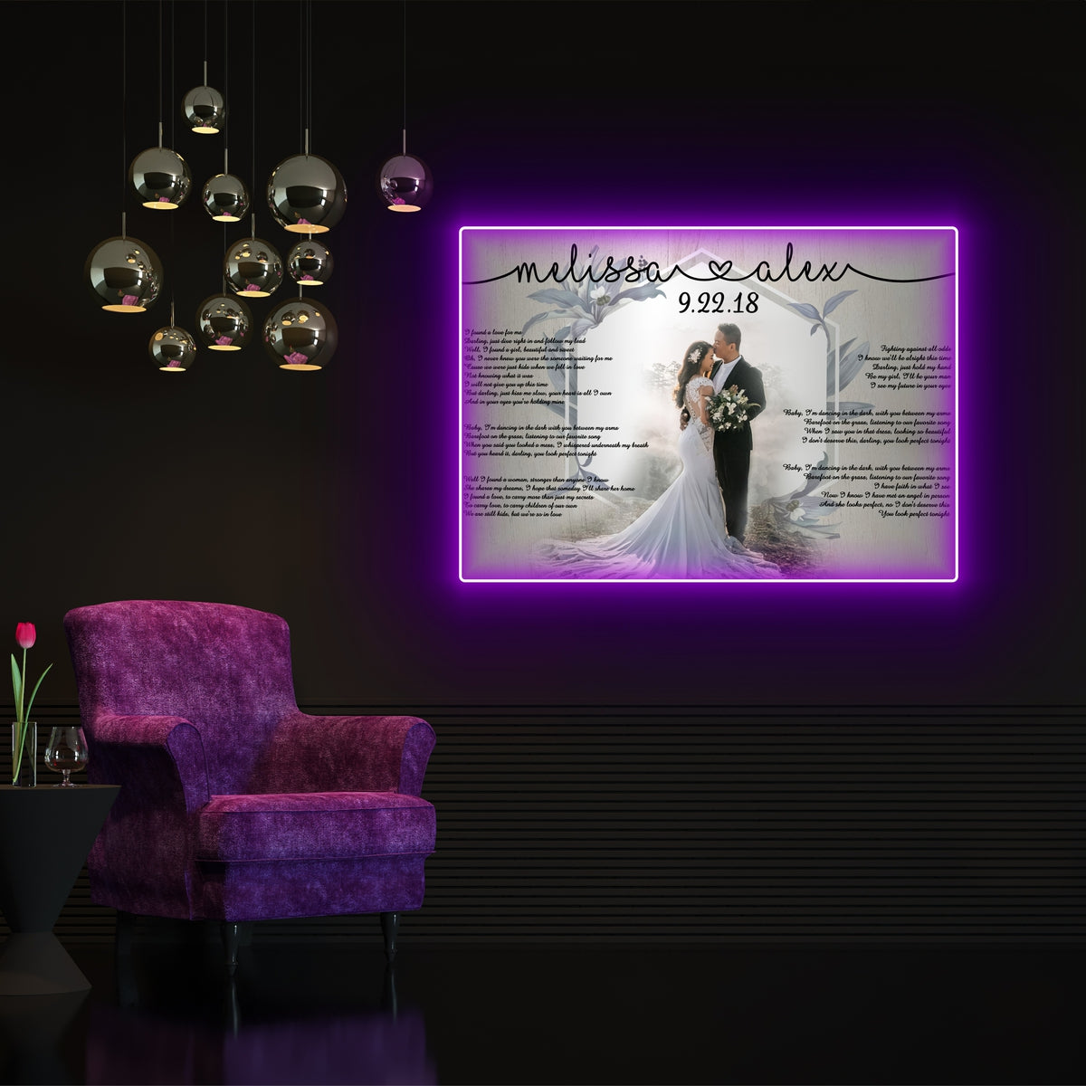 Wedding Anniversary Couple Song Lyrics Personalized Led Neon Signs Acrylic Artwork