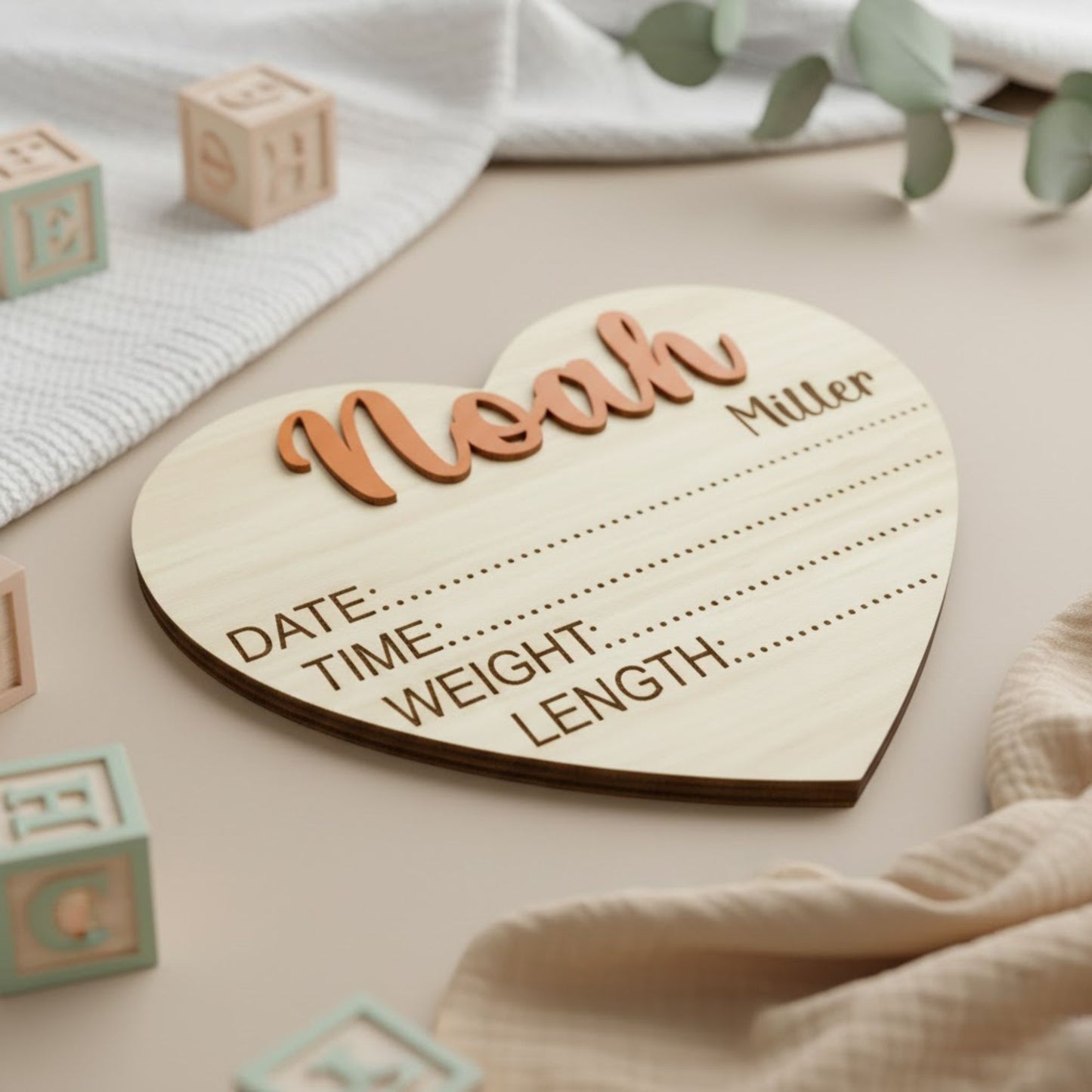 Personalized Baby Announcement Sign | Wooden Name Sign