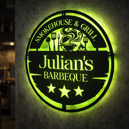 Personalized Metal BBQ Smoker and Grill Sign