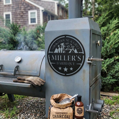 Personalized Metal BBQ Smoker and Grill Sign