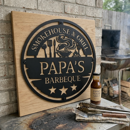 Personalized Metal BBQ Smoker and Grill Sign