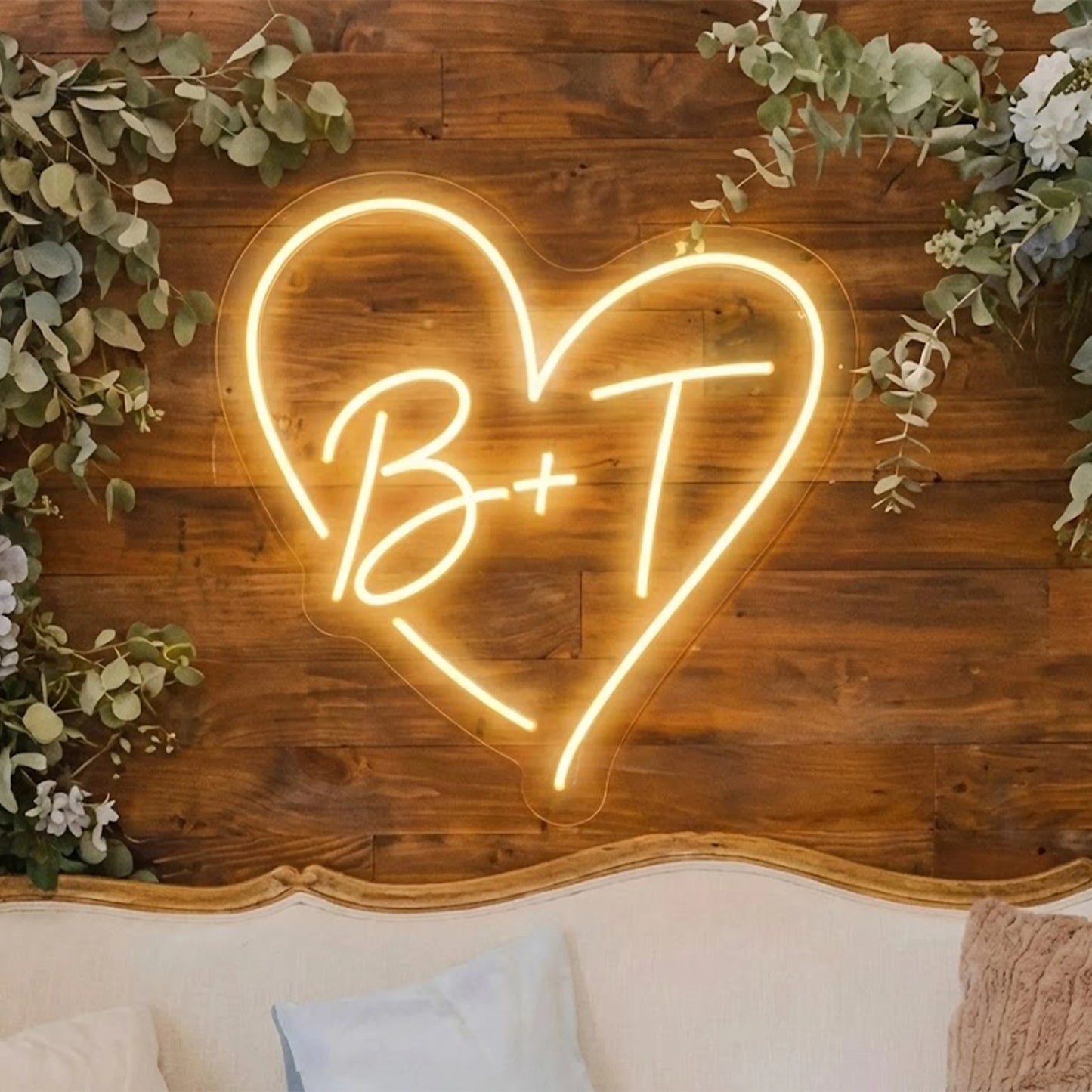 Custom Heart With Name Initials Led Neon Sign, Heart Neon Sign Proposal Engagement Party Decor, Wedding Neon Sign