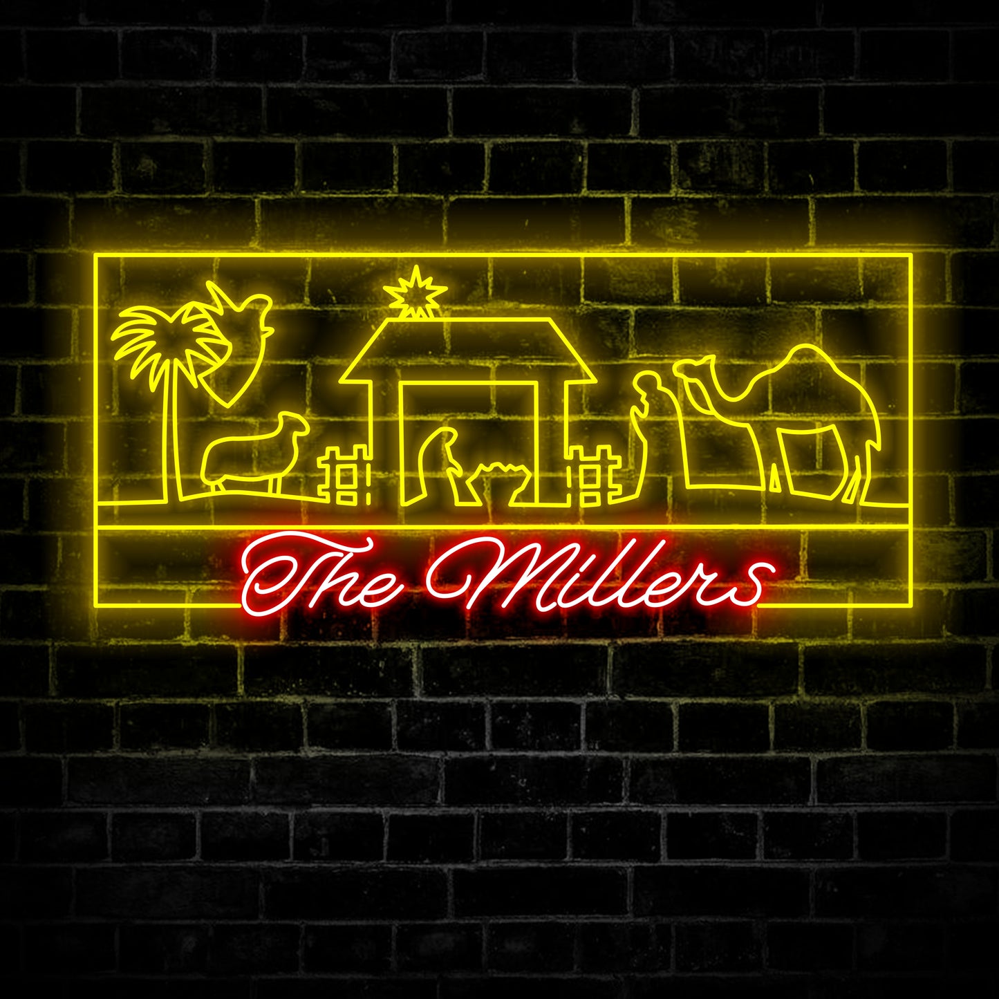 Custom Nativity Monogram Christm, Custom Merry Christmas Neon Sign, Personalized Merry Name Sign Xmas Home Decor Christmas Gift