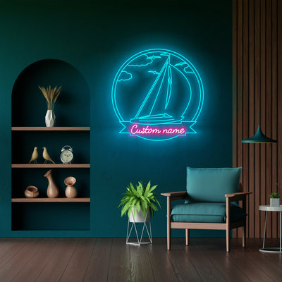 Custom Sailing Neon Sign Wall Art LED Light Personalized Sailboat Name Neon Sign Home Decor Cabin Lake Life Decoration Housewarming Birthday Xmas