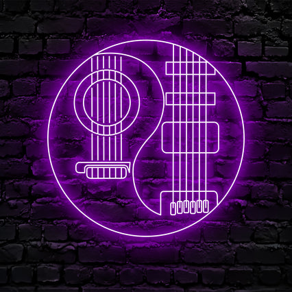Yin Yang Guitar Player Neon Sign Wall Art LED Light Guitarist Neon Sign Home Decor Music Room Kids Nursery Decoration Birthday Xmas Housewarming Gift