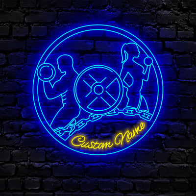 Custom Powerlifting Workout Neon Sign Wall Art LED Light Personalized Weightlifting Name Neon Sign Home Decor Bodybuilding Gym Fitness Decoration