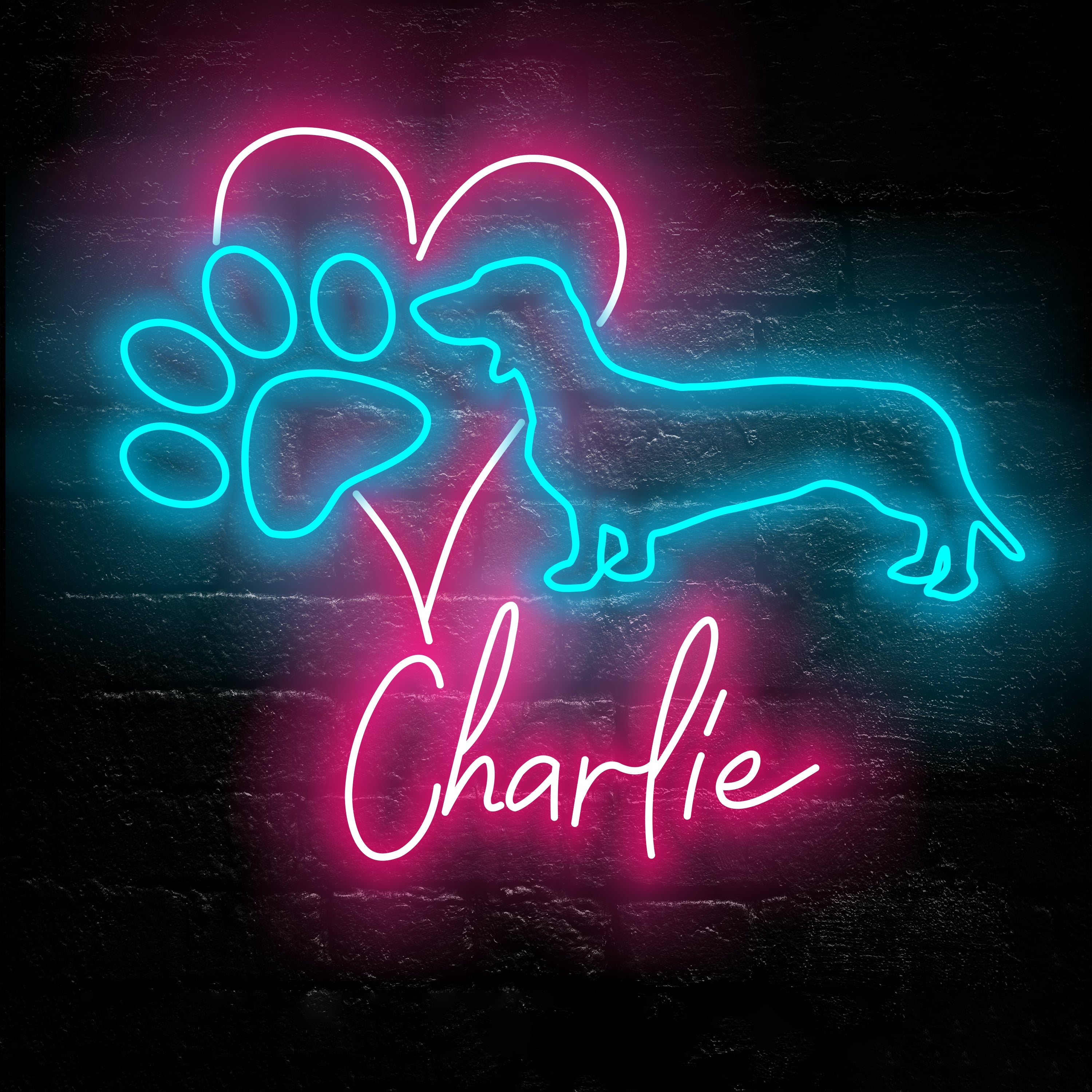Doghnuts Led Logo Dachshund Dog Neon Sign - Personalized Name Dog Neon - Custom Led Neon ...