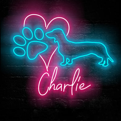 Dachshund Dog Neon Sign - Personalized Name Dog Neon - Custom Led Neon Sign