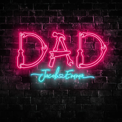 Dad Custom Neon Sign - Personalized Father's Day Gifts 2023 - Wall Art and Gift Ideas - LED Neon Sign for Dad