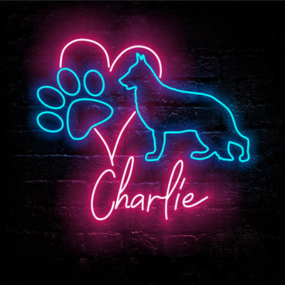 German Shepherd Dog Neon Sign - Personalized Name Dog Neon Sign - Custom Neon Sign