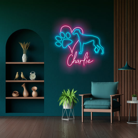 Greyhound Dog Neon Sign - Personalized Name Dog Neon - Custom Led Neon Sign