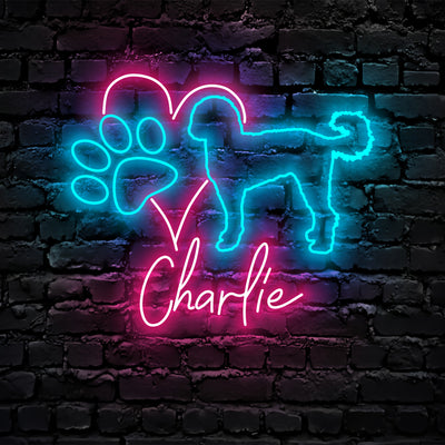 Labradoodle Dog Neon Sign - Personalized Name Dog Neon - Custom Pet Neon Sign