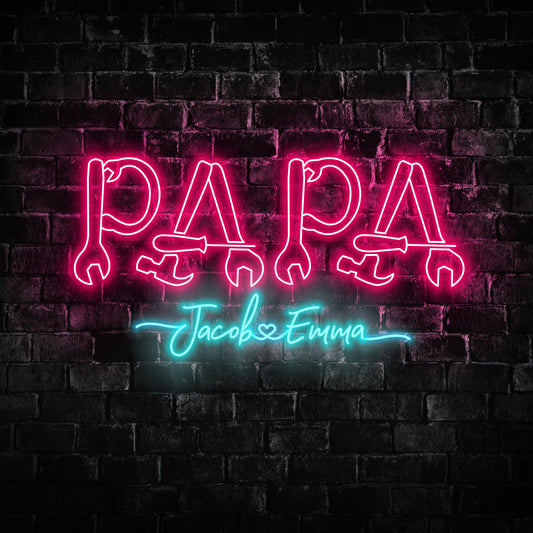 Papa Custom Neon Sign - Personalized Father's Day Gifts 2023 - Wall Art and Gift Ideas - LED Neon Sign for Dad
