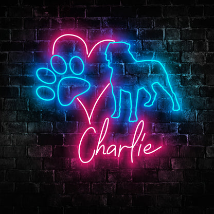 Rottweiler Dog Neon Sign - Personalized Name Dog Neon - Custom Led Neon Sign