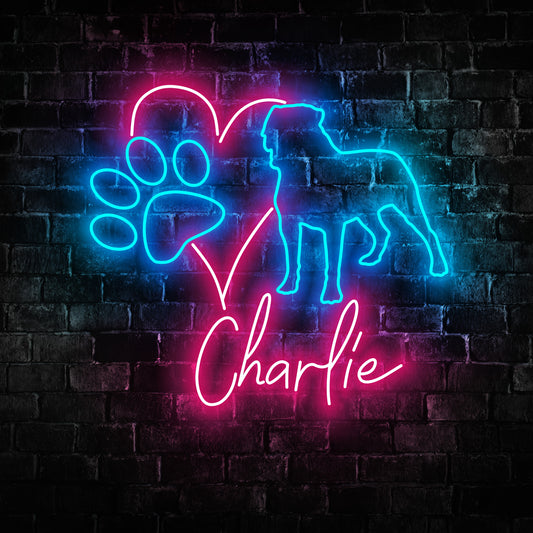 Rottweiler Dog Neon Sign - Personalized Name Dog Neon - Custom Led Neon Sign