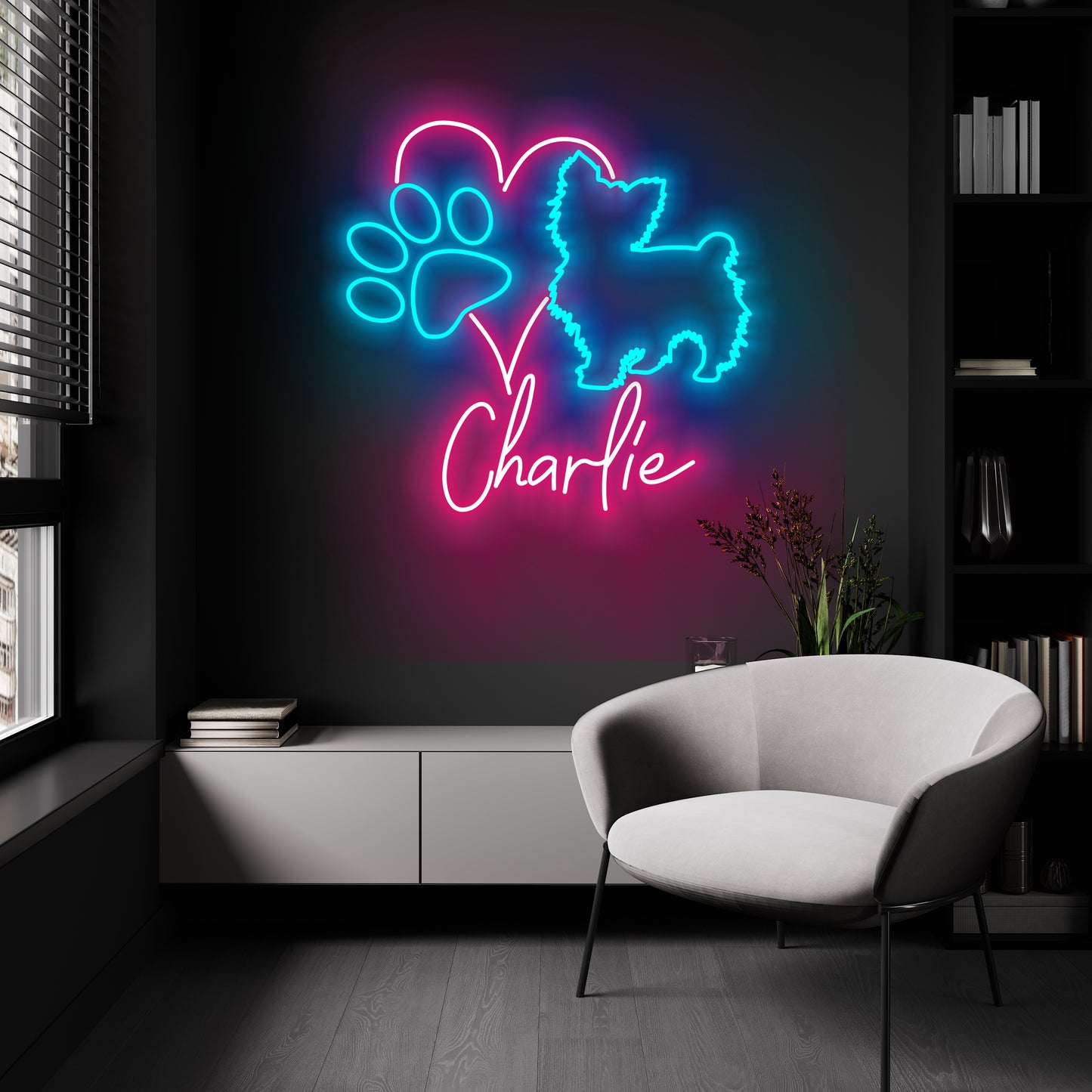 Yorkshire Terrier Dog Neon Sign - Personalized Name Dog Neon - Custom Pet Neon Sign