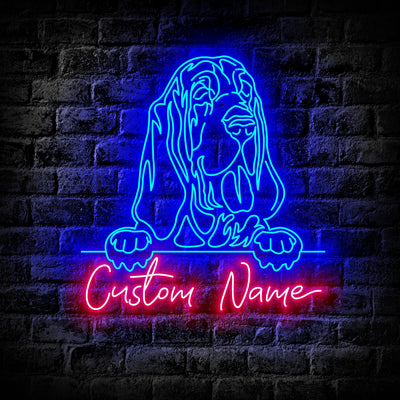 Bloodhound Dog Neon Sign - Personalized Name Bloodhound Dog Neon Sign - Dog Lover Gifts