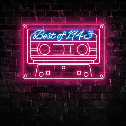 Cassette Birthday 1943, 1953, 1963, 1973, 1983, 1993 Neon Signs - LED Wall Art for Bedroom Décor