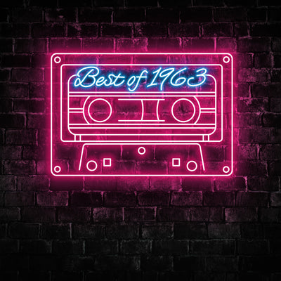 Cassette Birthday 1963 Neon Signs - LED Wall Art for Bedroom Décor