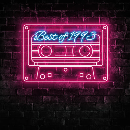Cassette Birthday 1943, 1953, 1963, 1973, 1983, 1993 Neon Signs - LED Wall Art for Bedroom Décor