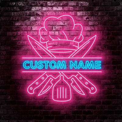 Chef Led Neon Sign - Custom Name Chef Led Neon Sign - Gift Idea for Chef Lovers