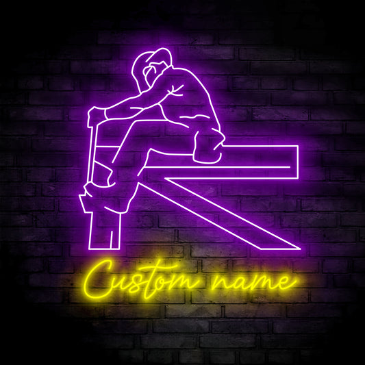 Custom Ironworker Neon Sign Wall Art LED Light Personalized Steel Worker Name Neon Sign Home Decor Iron Worker Welding Decoration Welder Man Cave