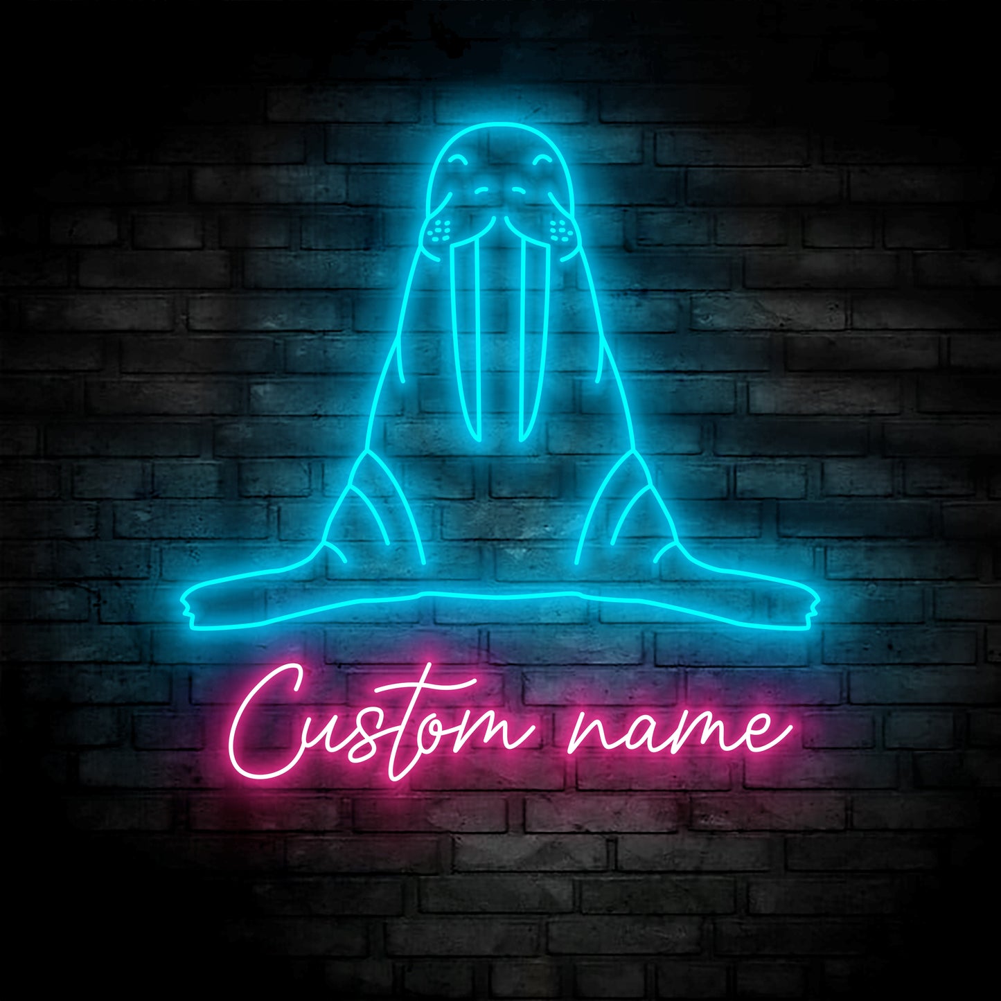 Custom Walrus Marine Neon Sign Wall Art LED Light Personalized Odobenus Rosmarus Name Neon Sign Home Decor Ocean Sea Animal Nursery Decoration Gift