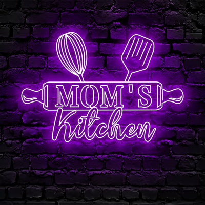 Mom's Kitchen Neon Sign - Custom Name Mom's Kitchen Neon Signs For Home, Birthday Gift Giving Name Neon Lights