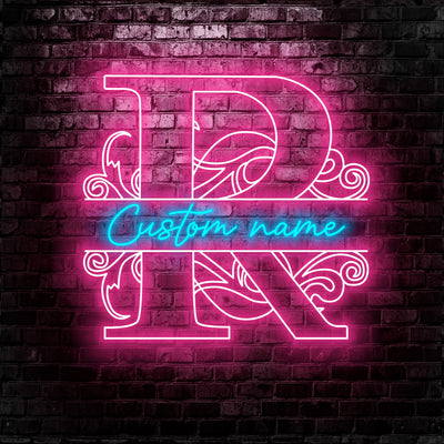 Monogram Letter Neon Sign - Custom Name Monogram Letter Neon Signs For Home, Birthday Gift Giving Name Neon Lights