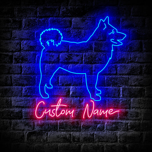 Norwegian elkhound Dog Neon Sign - Personalized Name Norwegian elkhound Dog Neon Sign - Dog Lover Gifts