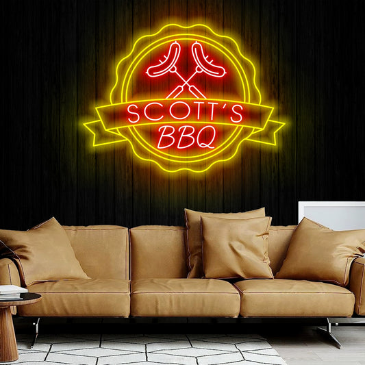 Personalized BBQ Grilling Neon Sign Sausage, Custom BBQ Grilling Neon Sign for Home Decor