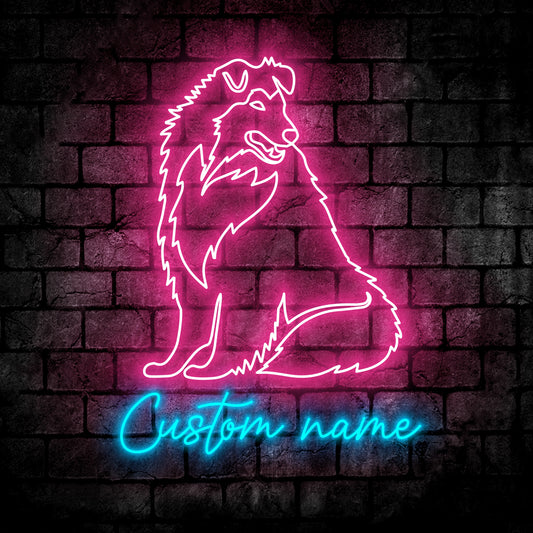 Rough Collie Dog Neon Sign - Personalized Name Rough Collie Dog Neon Sign - Dog Lover Gifts