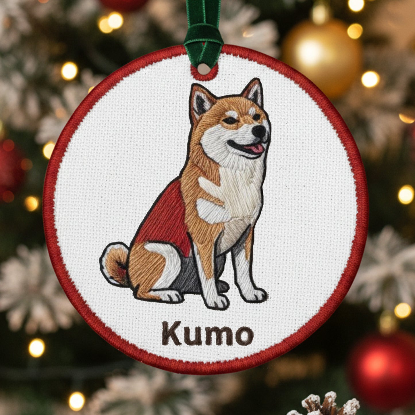 Custom Pet Embroidered Ornament from Photo, Personalized Dog Ornament, Christmas Keepsake Decoration, Embroidered Ornament form picture