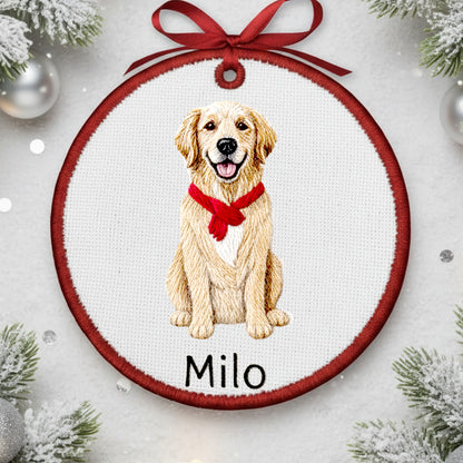Custom Pet Embroidered Ornament from Photo, Personalized Dog Ornament, Christmas Keepsake Decoration, Embroidered Ornament form picture