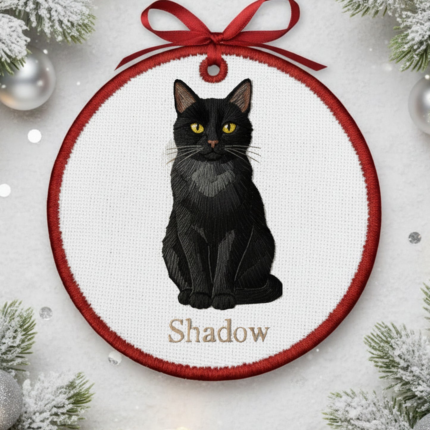 Custom Pet Embroidered Ornament from Photo, Personalized Dog Ornament, Christmas Keepsake Decoration, Embroidered Ornament form picture