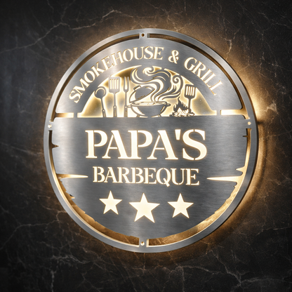 Personalized Metal BBQ Smoker and Grill Sign