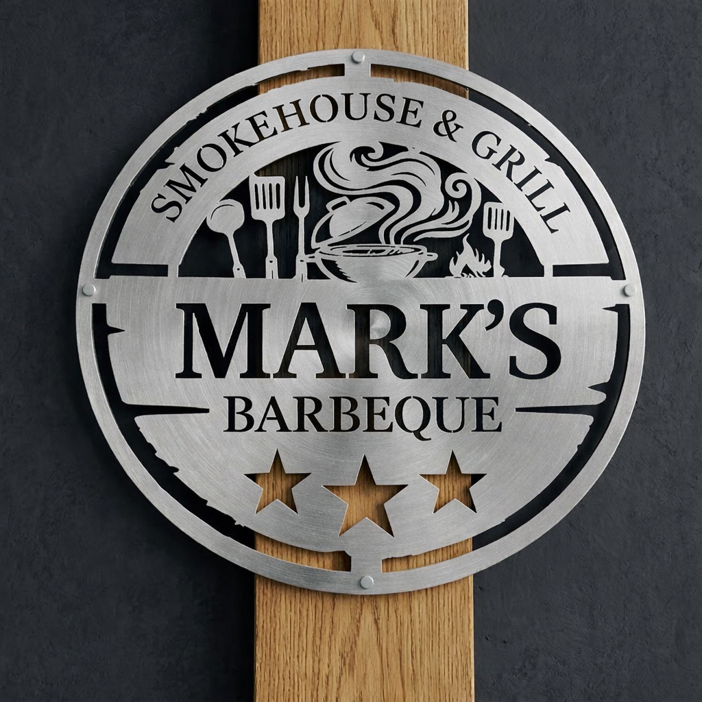 Personalized Metal BBQ Smoker and Grill Sign