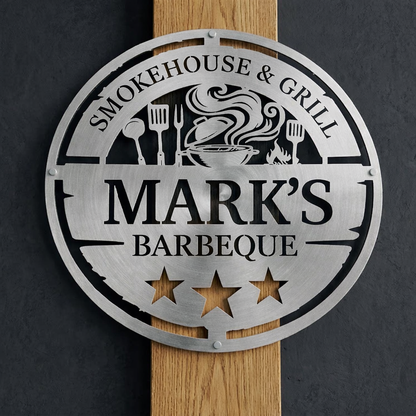 Personalized Metal BBQ Smoker and Grill Sign