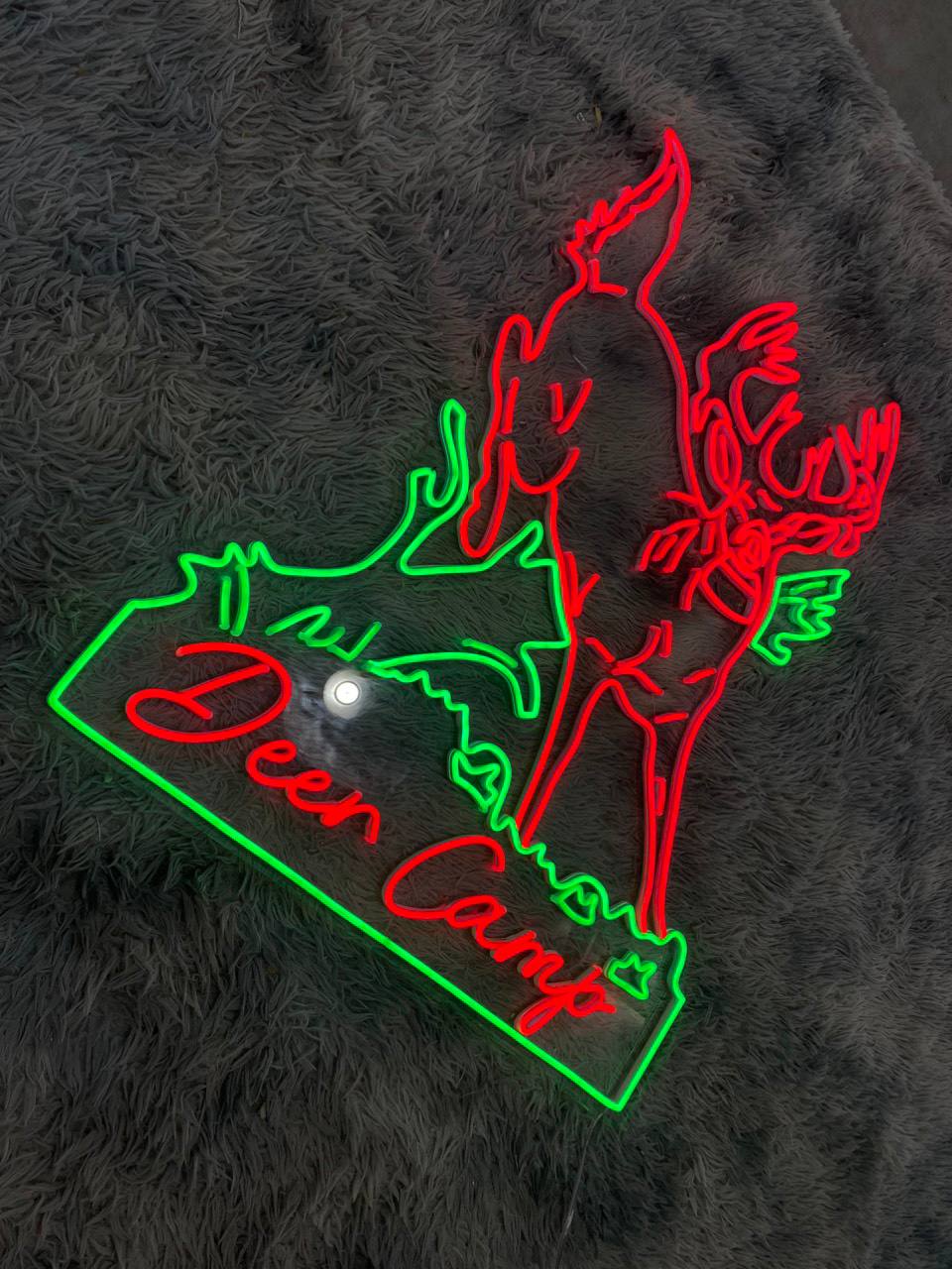 Custom Deer Hunting Neon Sign Wall Art LED Light Personalized Hunter Name Neon Sign Home Decor Antler Cabin Decoration Housewarming Xmas birthday