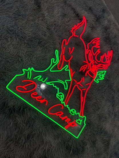 Custom Deer Hunting Neon Sign Wall Art LED Light Personalized Hunter Name Neon Sign Home Decor Antler Cabin Decoration Housewarming Xmas birthday