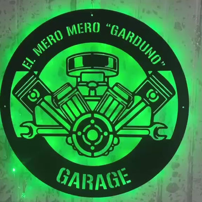 Custom Garage Metal Sign – Dad Gift, Mechanic Wall Decor with Piston & Wrench