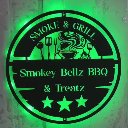 Personalized Metal BBQ Smoker and Grill Sign