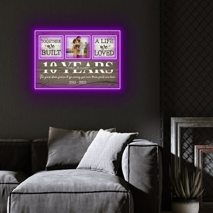 10 Year Together Led Neon Signs Acrylic Artwork Personalized Anniversary Gift For Her For Him