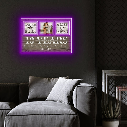 10 Year Together Led Neon Signs Acrylic Artwork Personalized Anniversary Gift For Her For Him