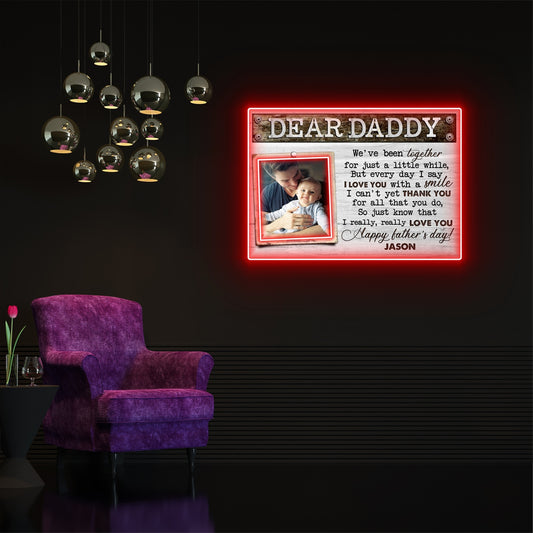 1st Father's Day New Dad To Be Personalized Image Led Neon Signs Acrylic Artwork