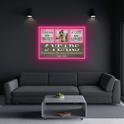 5 Year Together Led Neon Signs Acrylic Artwork Personalized Anniversary Gift For Her For Him