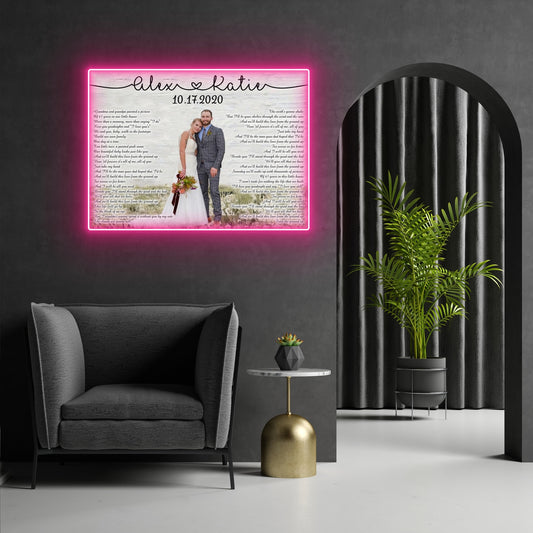 5th Wedding Anniversary Couple Lyrics Song Personalized Led Neon Signs Acrylic Artwork