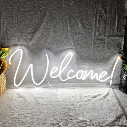 Welcome! Custom Led Neon Sign Night Light Wall Salon Room Decor, Wedding Guestbook Decoration Backdrop, Personalized Gift Welcome Sign, Wedding Neon Sign
