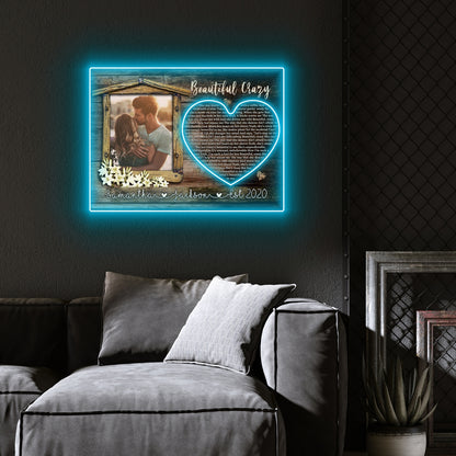 Anniversary Beautiful Crazy Couple Gifts Personalized Poster Led Neon Signs Acrylic Artwork